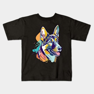 Modern Abstract German Shepherd dog line art Elegant Dog Lover Design Kids T-Shirt